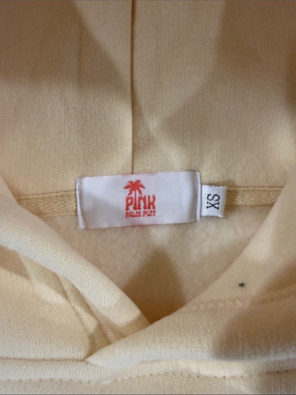 PINK Palm Puff Cream Dog Hoodie with Blue Logo - Picture 2 of 9